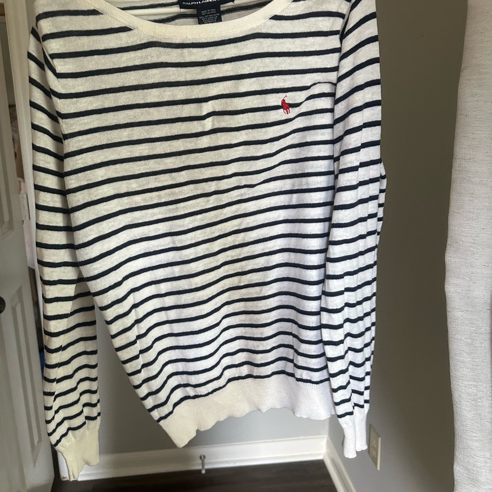Ralph Lauren Navy and White Striped oversized Pullover